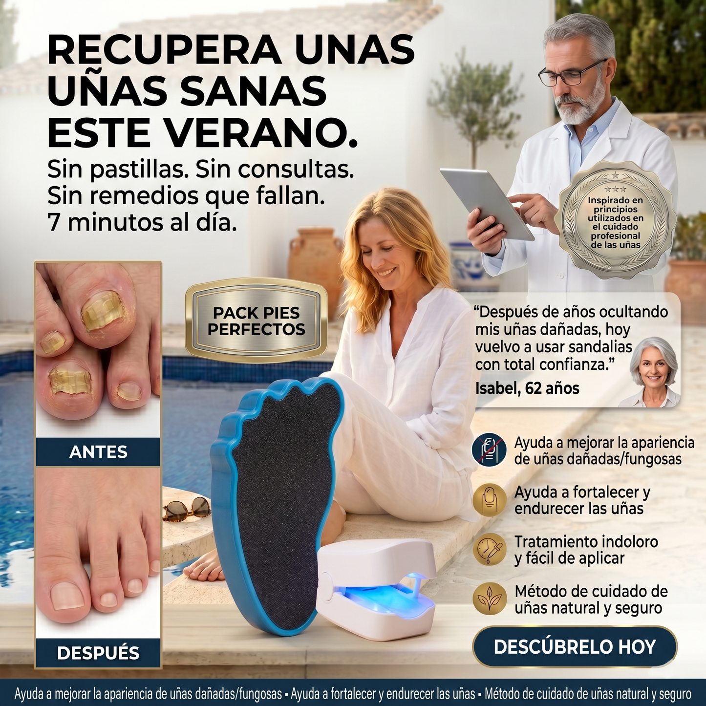 LIBERANAIL™ LED + QUITACALLOS —Elimina Uñas Amarillas, Pack Pies Perfectos para el Verano