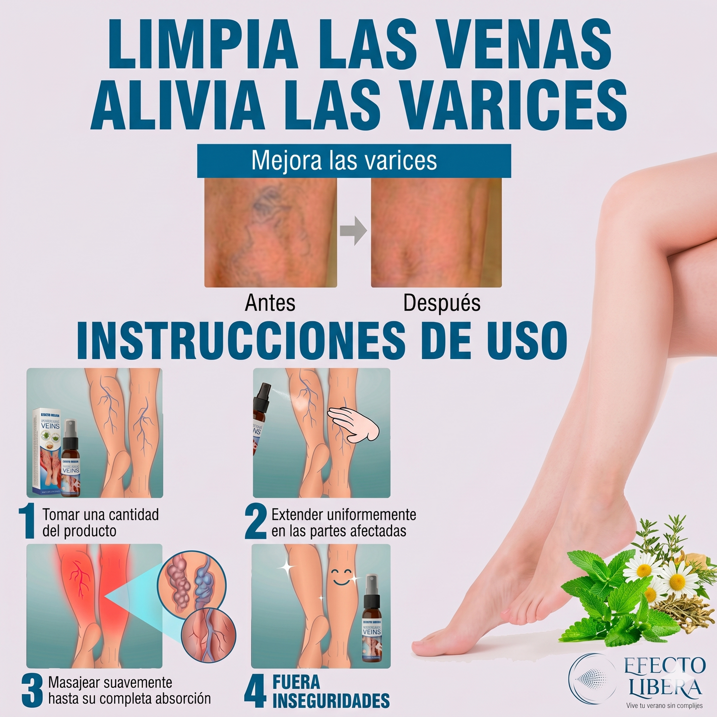 VARIVEINS™ - SPRAY VARICES, RECUPERA TUS PIERNAS LISAS EN SEGUNDOS