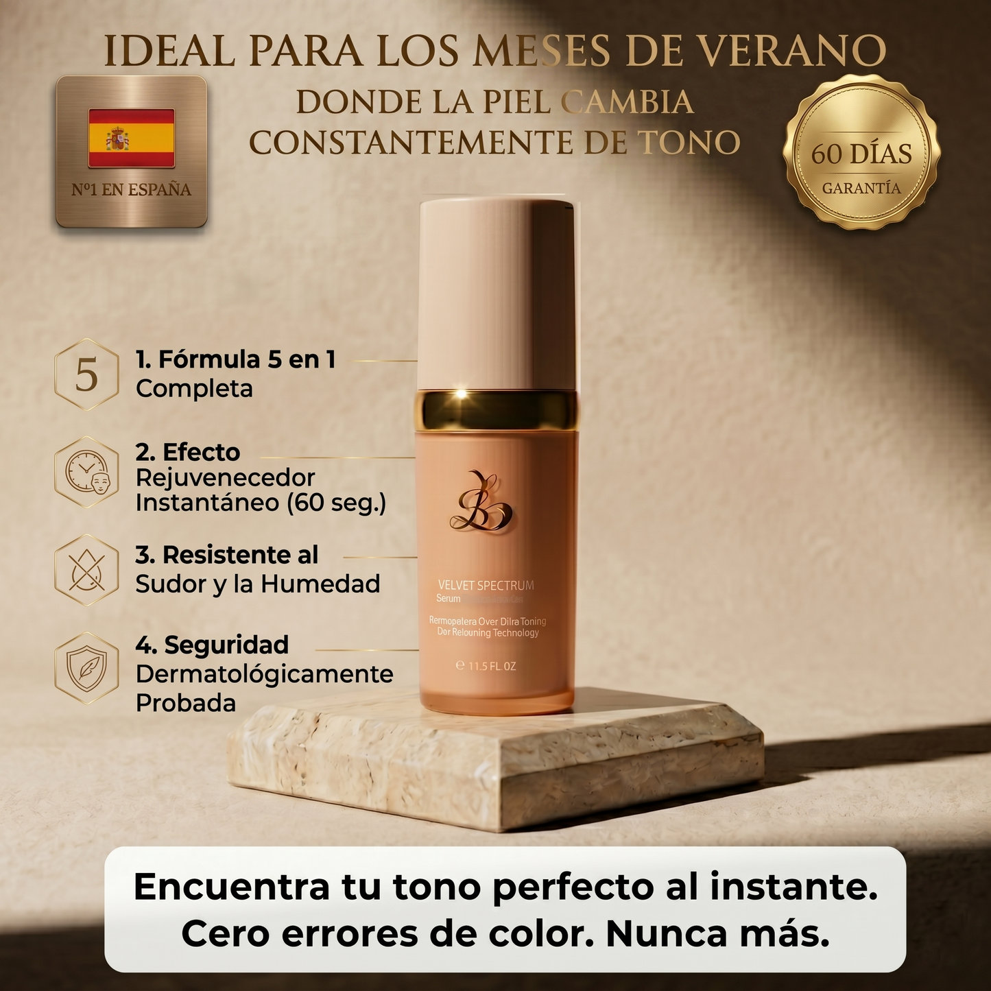 KOREAN® BASE 5 EN 1, TU TONO EXACTO EN VERANO Y PIEL REJUVENECIDA AL INSTANTE